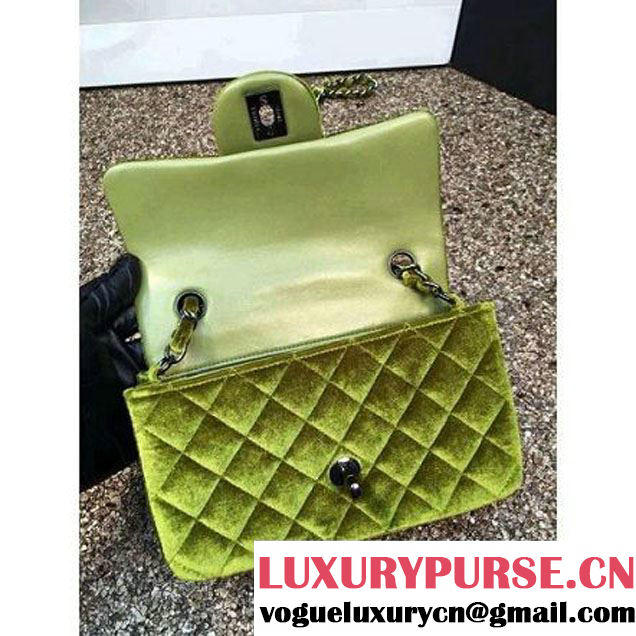 Chanel Velvet Classic Small A1116 Flap Bag Royal Grassy (Black Hardware) (MC-112089 )