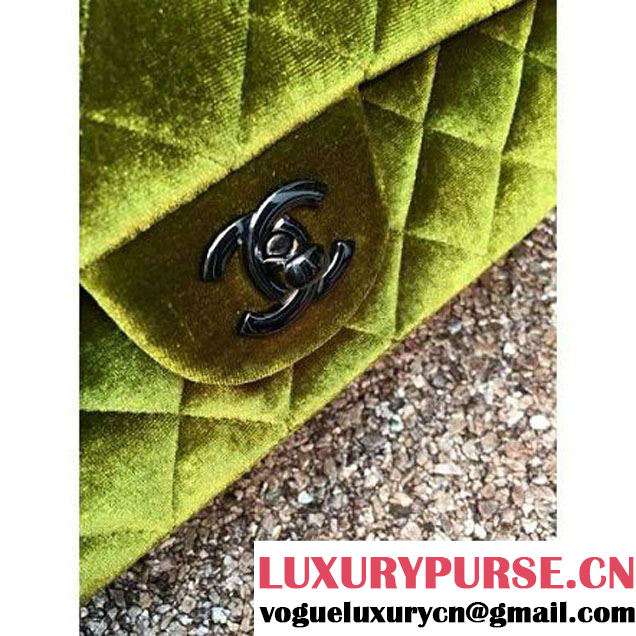 Chanel Velvet Classic Small A1116 Flap Bag Royal Grassy (Black Hardware) (MC-112089 )