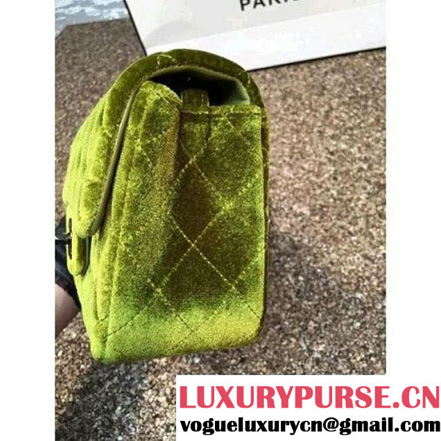 Chanel Velvet Classic Small A1116 Flap Bag Royal Grassy (Black Hardware) (MC-112089 )