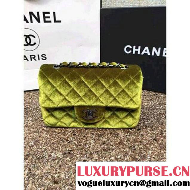 Chanel Velvet Classic Small A1116 Flap Bag Royal Grassy (Black Hardware) (MC-112089 )