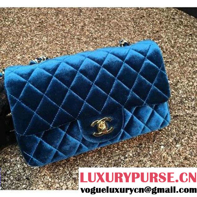 Chanel Velvet Classic Small A1116 Flap Bag Royal Cyan (Gold Hardware) (MC-112080 )