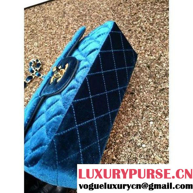 Chanel Velvet Classic Small A1116 Flap Bag Royal Cyan (Gold Hardware) (MC-112080 )
