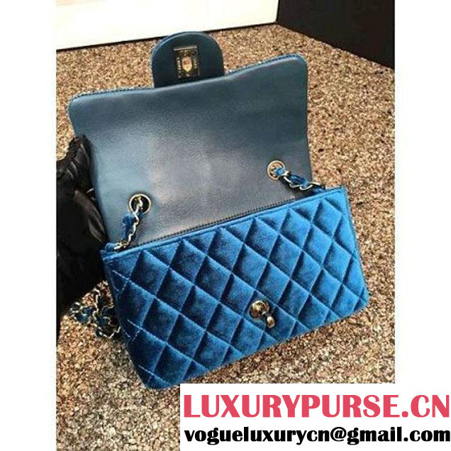 Chanel Velvet Classic Small A1116 Flap Bag Royal Cyan (Gold Hardware) (MC-112080 )