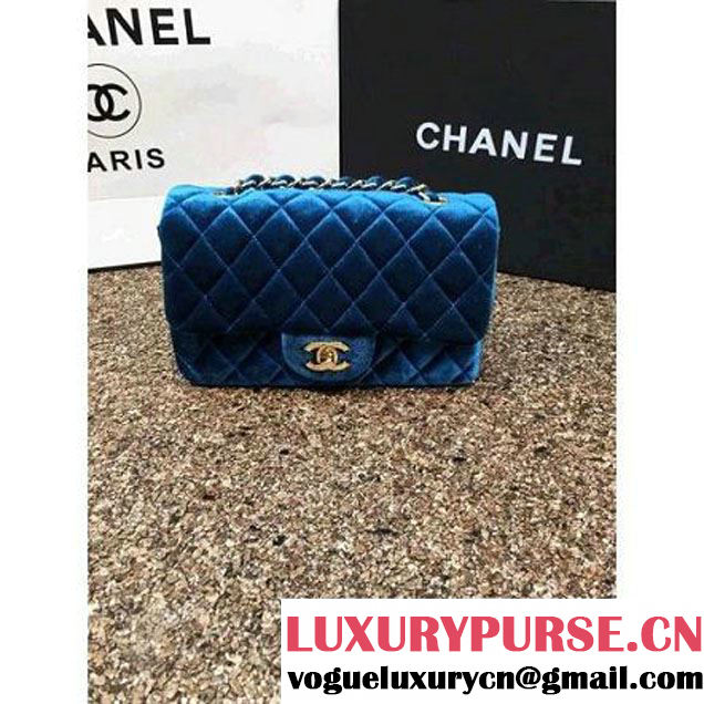 Chanel Velvet Classic Small A1116 Flap Bag Royal Cyan (Gold Hardware) (MC-112080 )