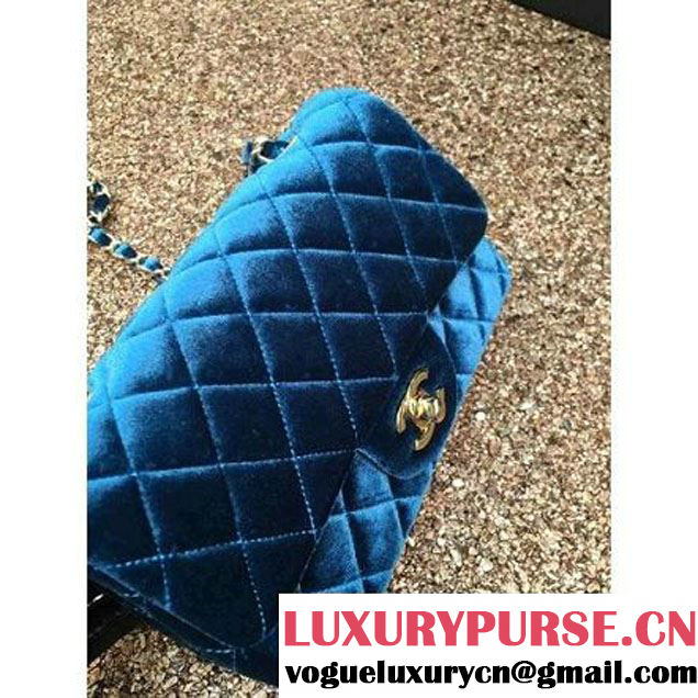 Chanel Velvet Classic Small A1116 Flap Bag Royal Cyan (Gold Hardware) (MC-112080 )