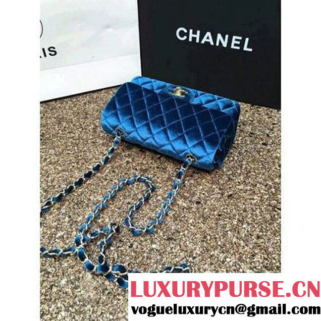 Chanel Velvet Classic Small A1116 Flap Bag Royal Cyan (Gold Hardware) (MC-112080 )