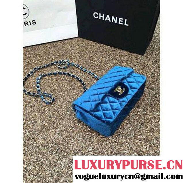 Chanel Velvet Classic Small A1116 Flap Bag Royal Cyan (Gold Hardware) (MC-112080 )