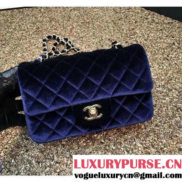 Chanel Velvet Classic Small A1116 Flap Bag Royal Deep Blue (Gold Hardware) (MC-112081 )