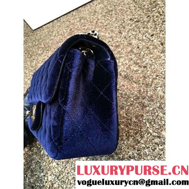 Chanel Velvet Classic Small A1116 Flap Bag Royal Deep Blue (Gold Hardware) (MC-112081 )