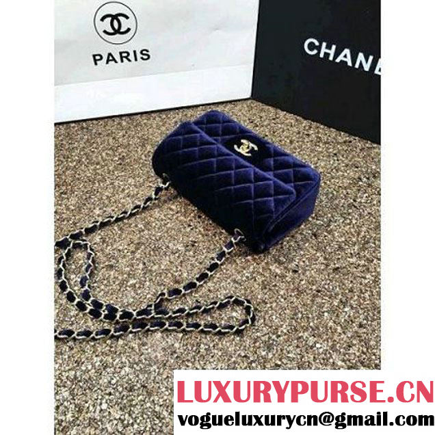 Chanel Velvet Classic Small A1116 Flap Bag Royal Deep Blue (Gold Hardware) (MC-112081 )