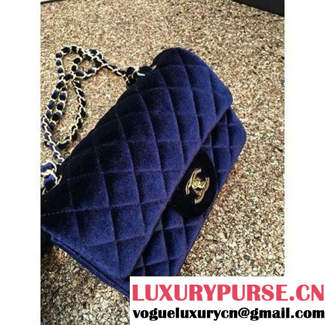 Chanel Velvet Classic Small A1116 Flap Bag Royal Deep Blue (Gold Hardware) (MC-112081 )