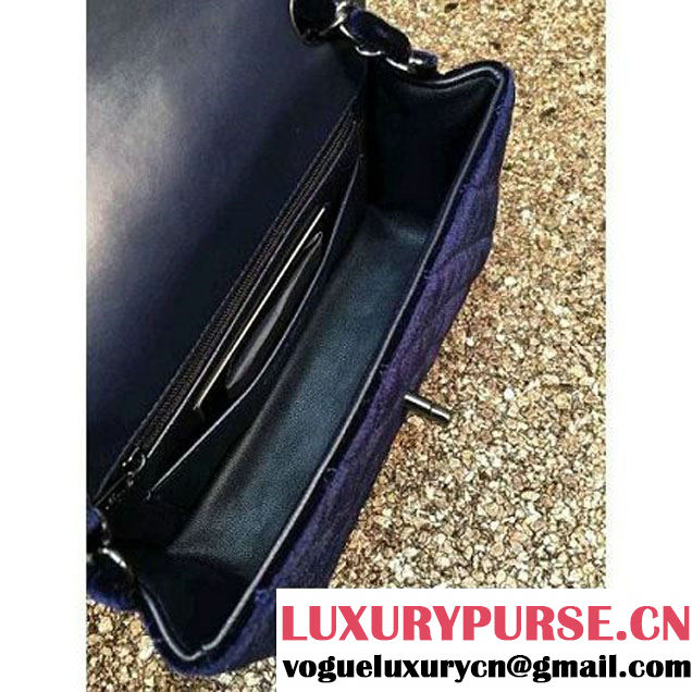 Chanel Velvet Classic Small A1116 Flap Bag Royal Deep Blue (Black Hardware) (MC-112082 )