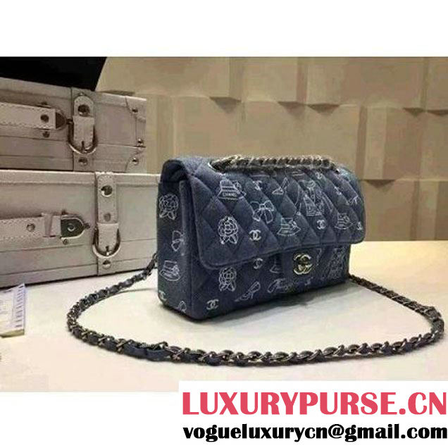 Chanel Medium Denim Canvas Classic Flap Bag Light Blue (FTH-120111 )