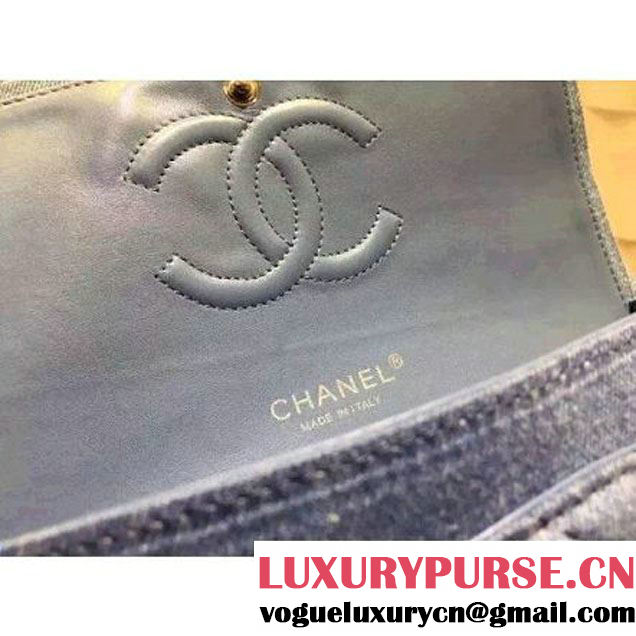 Chanel Medium Denim Canvas Classic Flap Bag Light Blue (FTH-120111 )