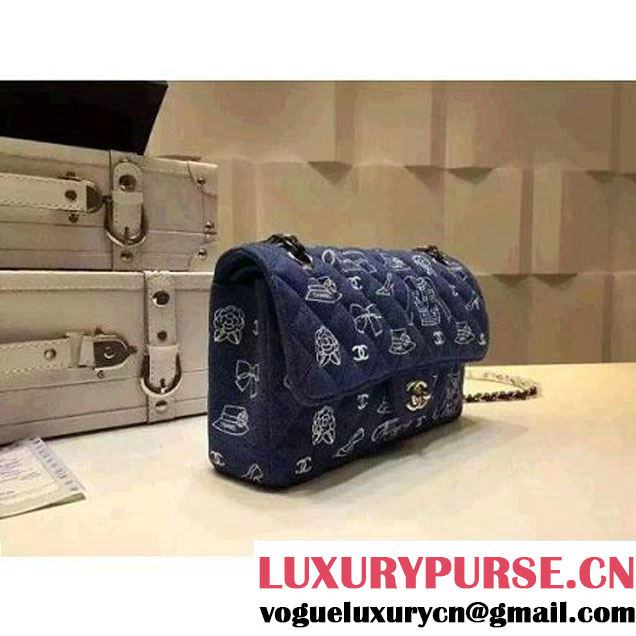 Chanel Medium Denim Canvas Classic Flap Bag Blue (FTH-120112 )