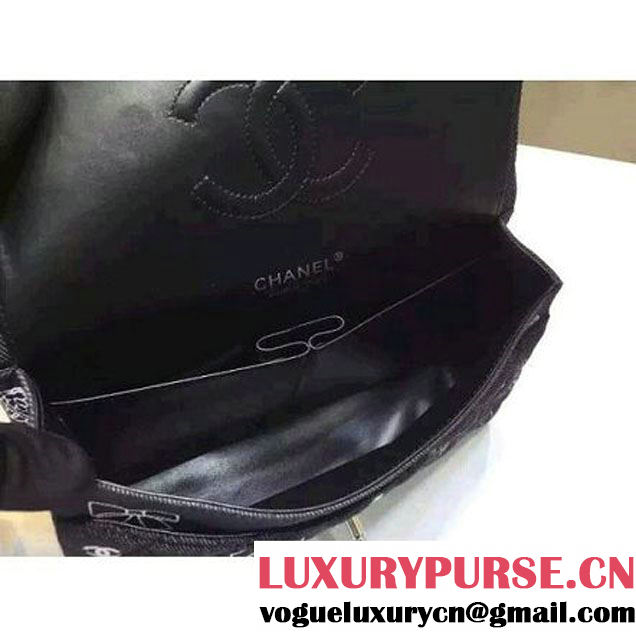 Chanel Medium Denim Canvas Classic Flap Bag Black (FTH-120113 )