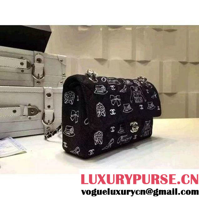 Chanel Medium Denim Canvas Classic Flap Bag Black (FTH-120113 )