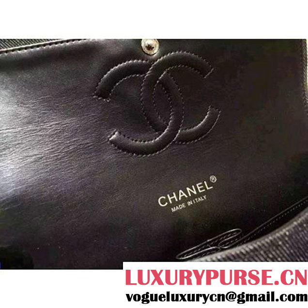 Chanel Medium Denim Canvas Classic Flap Bag Black (FTH-120113 )