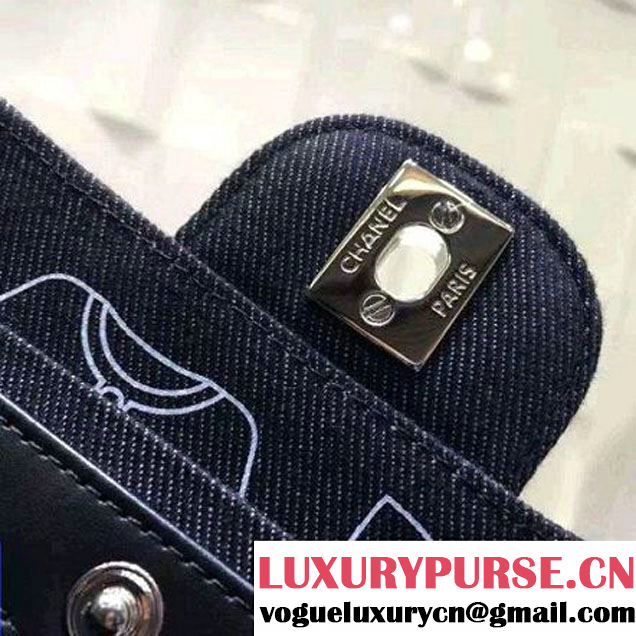 Chanel Medium Denim Canvas Classic Flap Bag Black (FTH-120113 )