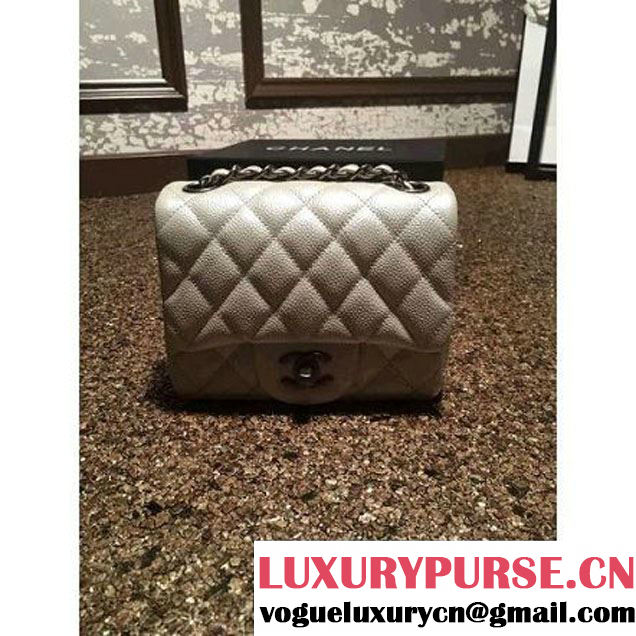 Chanel Caviar Calfskin Leather Mini Classic Flap Bag A1115 Off-White (Silver Hardware) (MC-121531 )