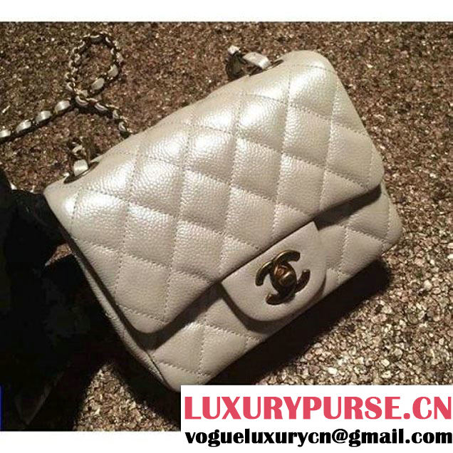 Chanel Caviar Calfskin Leather Mini Classic Flap Bag A1115 Off-White (Gold Hardware) (MC-121532 )