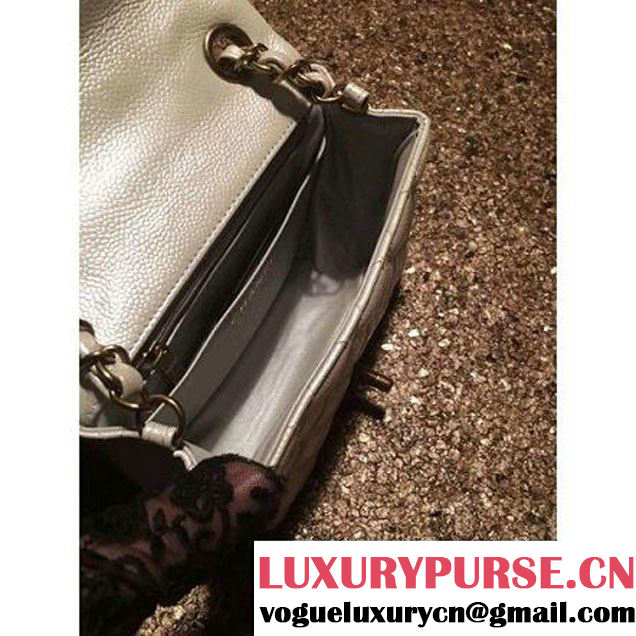 Chanel Caviar Calfskin Leather Mini Classic Flap Bag A1115 Off-White (Gold Hardware) (MC-121532 )
