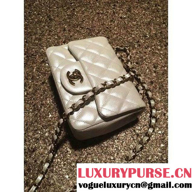 Chanel Caviar Calfskin Leather Mini Classic Flap Bag A1115 Off-White (Gold Hardware) (MC-121532 )