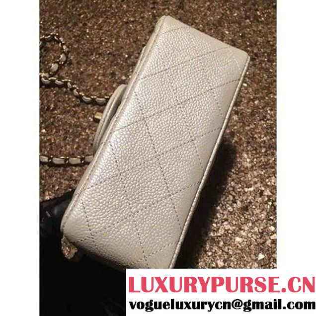 Chanel Caviar Calfskin Leather Mini Classic Flap Bag A1115 Off-White (Gold Hardware) (MC-121532 )