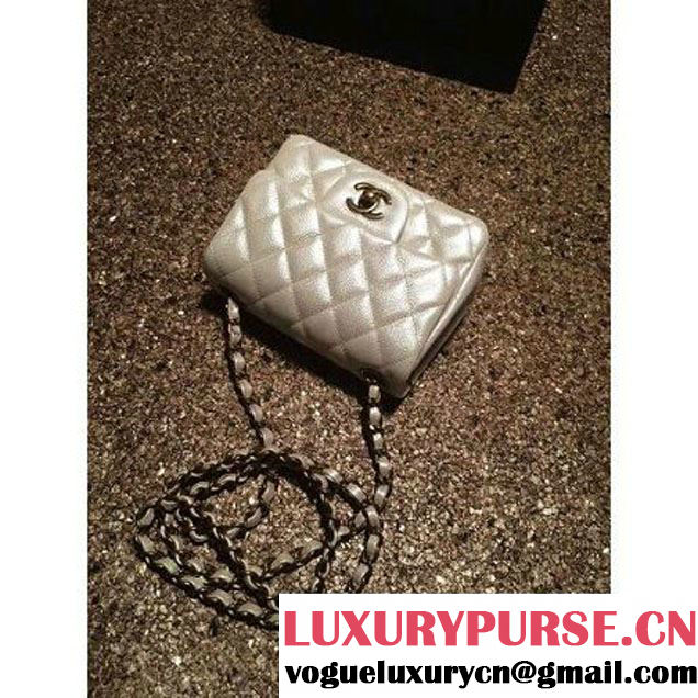 Chanel Caviar Calfskin Leather Mini Classic Flap Bag A1115 Off-White (Gold Hardware) (MC-121532 )