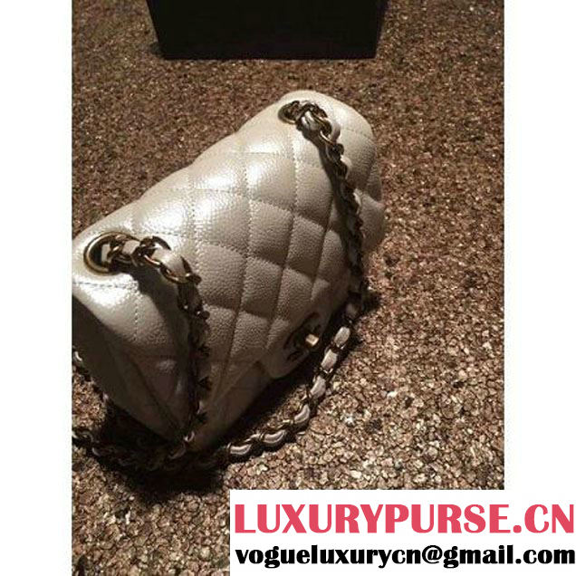 Chanel Caviar Calfskin Leather Mini Classic Flap Bag A1115 Off-White (Gold Hardware) (MC-121532 )