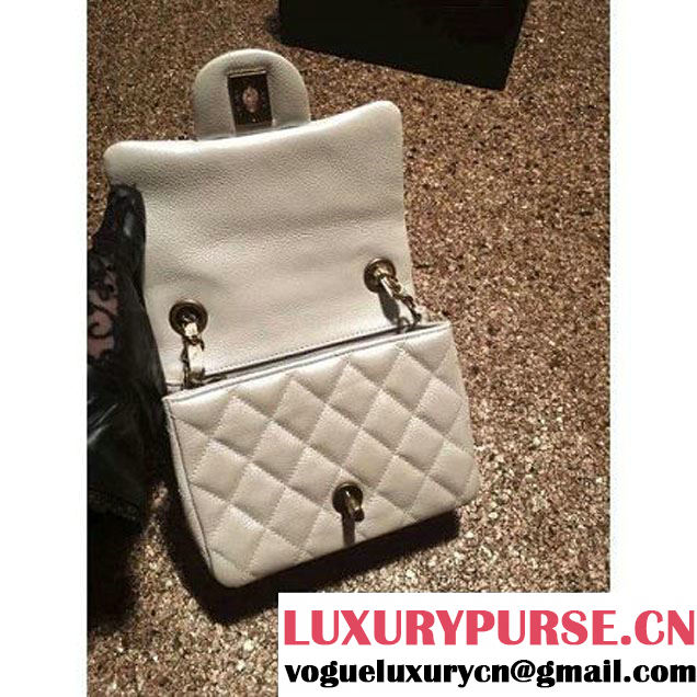 Chanel Caviar Calfskin Leather Mini Classic Flap Bag A1115 Off-White (Gold Hardware) (MC-121532 )