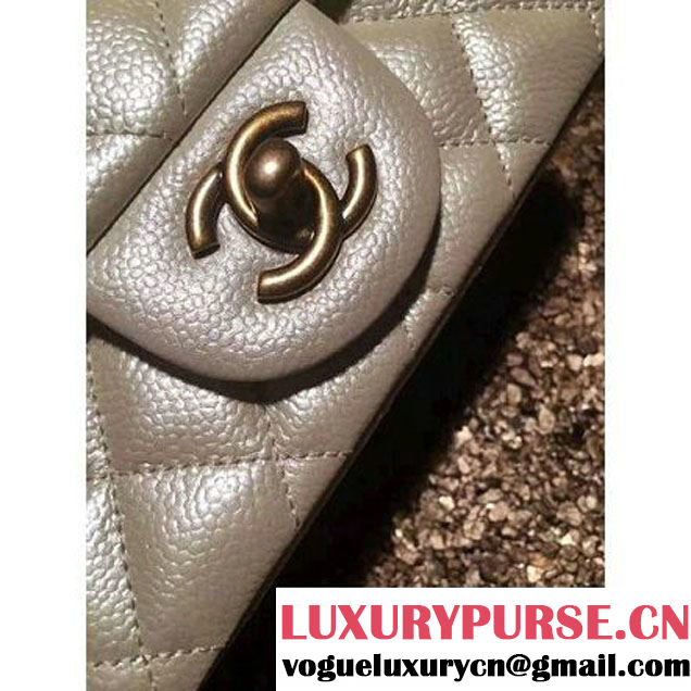 Chanel Caviar Calfskin Leather Mini Classic Flap Bag A1115 Off-White (Gold Hardware) (MC-121532 )