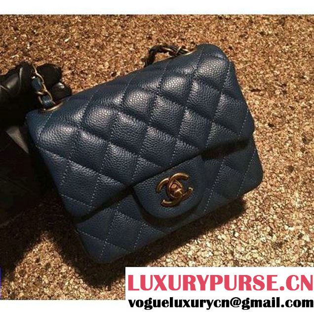 Chanel Caviar Calfskin Leather Mini Classic Flap Bag A1115 Dark Blue(Gold Hardware) (MC-121534 )