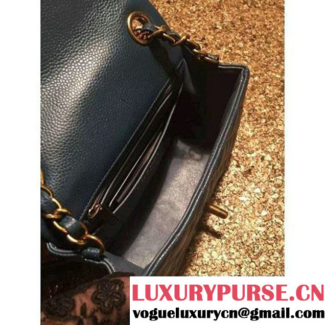 Chanel Caviar Calfskin Leather Mini Classic Flap Bag A1115 Dark Blue(Gold Hardware) (MC-121534 )