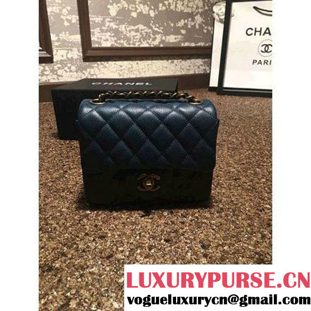 Chanel Caviar Calfskin Leather Mini Classic Flap Bag A1115 Dark Blue(Gold Hardware) (MC-121534 )