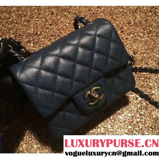 Chanel Caviar Calfskin Leather Mini Classic Flap Bag A1115 Dark Blue(Silver Hardware) (MC-121533 )