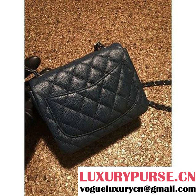 Chanel Caviar Calfskin Leather Mini Classic Flap Bag A1115 Dark Blue(Silver Hardware) (MC-121533 )