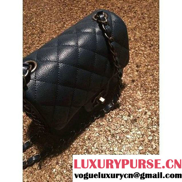 Chanel Caviar Calfskin Leather Mini Classic Flap Bag A1115 Dark Blue(Silver Hardware) (MC-121533 )