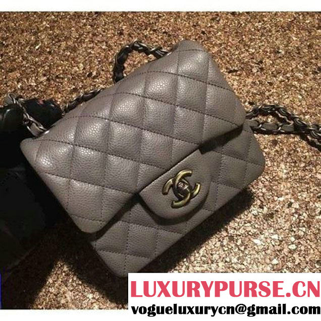 Chanel Caviar Calfskin Leather Mini Classic Flap Bag A1115 Grey (Silver Hardware) (MC-121535 )