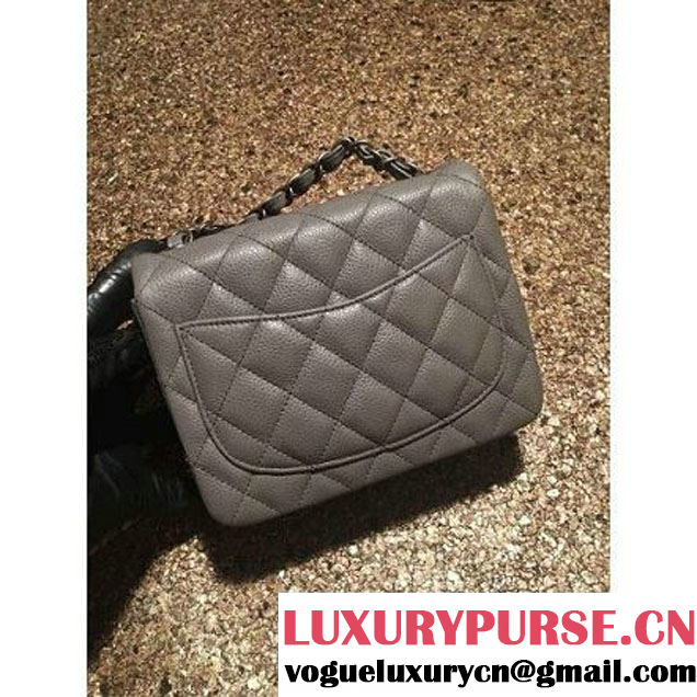 Chanel Caviar Calfskin Leather Mini Classic Flap Bag A1115 Grey (Silver Hardware) (MC-121535 )