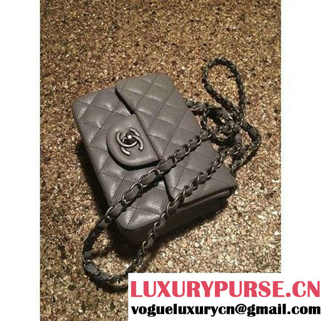 Chanel Caviar Calfskin Leather Mini Classic Flap Bag A1115 Grey (Silver Hardware) (MC-121535 )