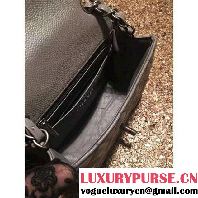 Chanel Caviar Calfskin Leather Mini Classic Flap Bag A1115 Grey (Silver Hardware) (MC-121535 )