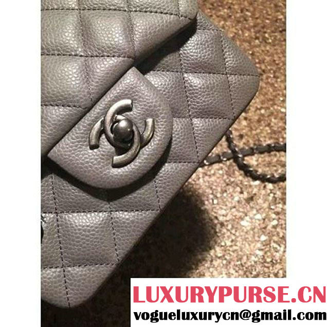 Chanel Caviar Calfskin Leather Mini Classic Flap Bag A1115 Grey (Silver Hardware) (MC-121535 )