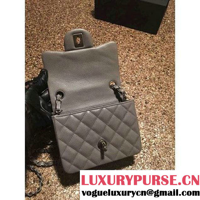 Chanel Caviar Calfskin Leather Mini Classic Flap Bag A1115 Grey (Silver Hardware) (MC-121535 )