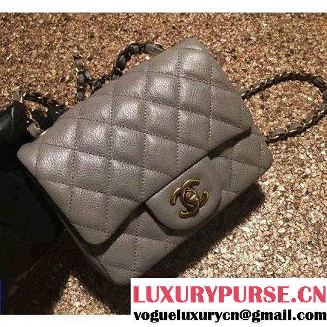 Chanel Caviar Calfskin Leather Mini Classic Flap Bag A1115 Grey (Gold Hardware) (MC-121536 )