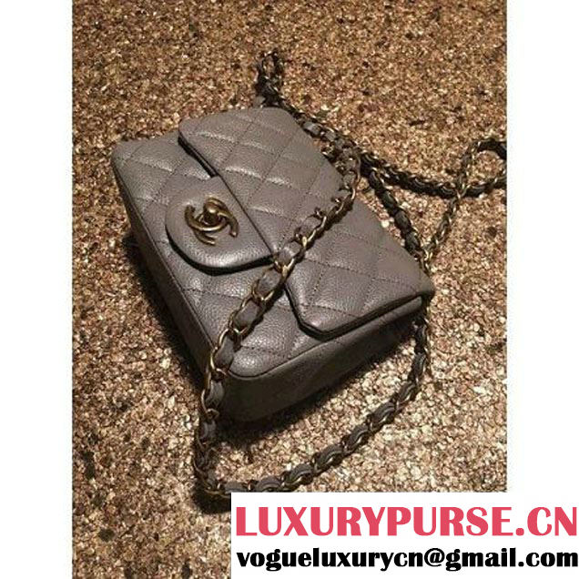 Chanel Caviar Calfskin Leather Mini Classic Flap Bag A1115 Grey (Gold Hardware) (MC-121536 )