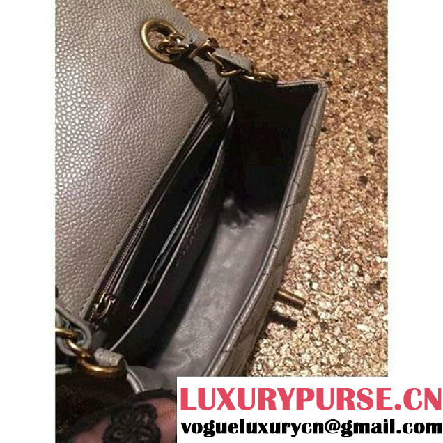 Chanel Caviar Calfskin Leather Mini Classic Flap Bag A1115 Grey (Gold Hardware) (MC-121536 )