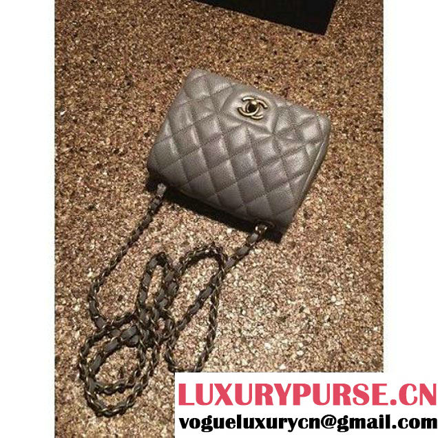 Chanel Caviar Calfskin Leather Mini Classic Flap Bag A1115 Grey (Gold Hardware) (MC-121536 )