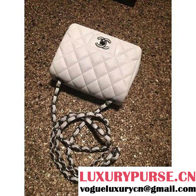 Chanel Caviar Calfskin Leather Mini Classic Flap Bag A1115 White (Silver Hardware) (MC-121537 )