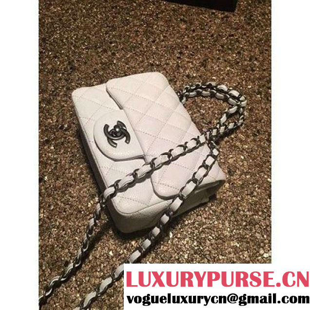 Chanel Caviar Calfskin Leather Mini Classic Flap Bag A1115 White (Silver Hardware) (MC-121537 )